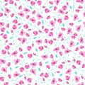 Watercolor flower bouganvillea seamless pattern on white background. Can be used for packaging,cards,invitations,printing on fabri