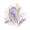 Watercolor flower composition. Hand drawn floral artwork. Fullsize raster.