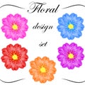 Watercolor flower design set vector.