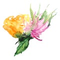 Watercolor flower floral boutonniere set illustration