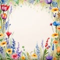 Watercolor Flower Frame: Intense Color-field Painting With Whimsical Realism