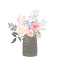 Watercolor flower illustration. A bouquet of flowers in a vase. Design for paintings, interior posters