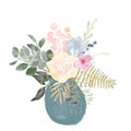 Watercolor flower illustration. A bouquet of flowers in a vase. Design for paintings, interior posters