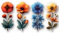 Watercolor Flower Illustrations with Soft Blooming Colors Royalty Free Stock Photo