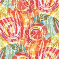 Watercolor flower motif background. Hand painted earthy whimsical seamless pattern. Modern floral linen textile for