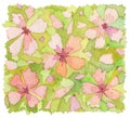 Watercolor flower painted background.