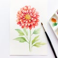 Step-by-step Watercolor Painting Tutorial Dahlia Daisy In Light Orange And Crimson