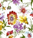 WATERCOLOR FLOWER PATTERN ON WHITE Royalty Free Stock Photo