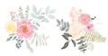 Watercolor flower set. Colorful collection with leaves and flowers. Design elements for invitations, wedding or greeting