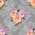 Flower with openwork.  Seamless pattern. Royalty Free Stock Photo