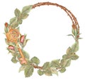 Watercolor flower wreath with hand drawn key Royalty Free Stock Photo