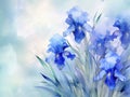 watercolor flowers background blue irises