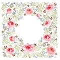 Watercolor flowers frame