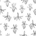 Watercolor flowers hand drawing seamless pattern with Chinese ar Royalty Free Stock Photo