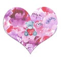 Watercolor flowers in heart, lovers day, valentones day Royalty Free Stock Photo