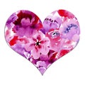 Watercolor flowers in heart, lovers day, valentones day Royalty Free Stock Photo