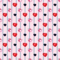 Watercolor flowers with heart. Seamless pattern for decor.