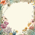 Vintage Spring Flowers Collage Meadow Invitation Frame