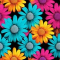 Colorful Daisy Pattern In Pop Art Style Royalty Free Stock Photo