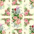 Seamless patter panel of roses on a cream background. Royalty Free Stock Photo