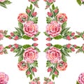 Watercolor illustration with roses on white background.