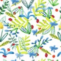 Watercolor, flowers seamless pattern
