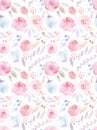 Watercolor flowers. Seamless pattern. Cute roses