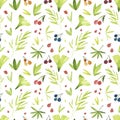 Watercolor flowers seamless pattern.