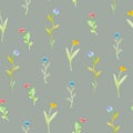 Watercolor flowers spring seamless pattern