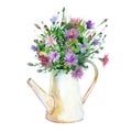 Watercolor flowers in vase.