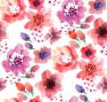Watercolor flowers on white