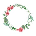 Watercolor flowers wreath Royalty Free Stock Photo
