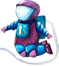 Watercolor fly astronaut spaceman illustration Royalty Free Stock Photo