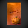Watercolor Flyer With Halloween Pumpkin Jack Lantern.