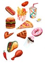 Watercolor food doodles and illustrations Royalty Free Stock Photo