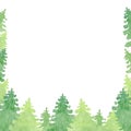 Watercolor forest frame, border with abstract spruce. Hand drawn Christmas tree illustration for cards, invitations Royalty Free Stock Photo