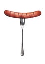 Watercolor fork with sausage