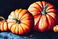 Watercolor Painting of Four Pumpkins