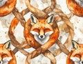 Watercolor Fox and Celtic Knot Pattern Royalty Free Stock Photo