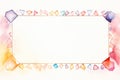 watercolor frame with colorful gems on a white background Royalty Free Stock Photo