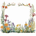 Whimsical Watercolor Frame Of Wildflowers - Detailed And Intricate Nature-inspired Illustration