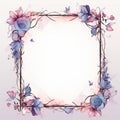 watercolor frame with flowers and butterflies on a white background Royalty Free Stock Photo