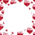 Watercolor frame. Red hearts. Happy Valentine`s day background. Royalty Free Stock Photo