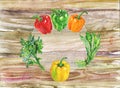 Watercolor frame of vegetables