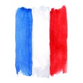 Watercolor France French flag 3 three color isolated Royalty Free Stock Photo