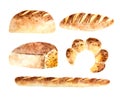 Watercolor fresh bread bakeries