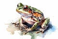 Watercolor frog illustration on white background Royalty Free Stock Photo