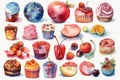 Watercolor Frozen Sweets Clipart. high resolution, Isolate on white Background.