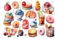 Watercolor Frozen Sweets Clipart. high resolution, Isolate on white Background.