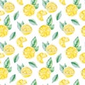 Watercolor fruit pattern lemon, summer print for the textile fabric, wallpaper